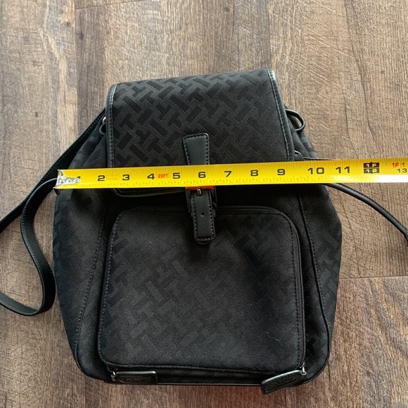 Talbots Black Flap Close Small Backpack Bag Leather - Picture 13 of 13